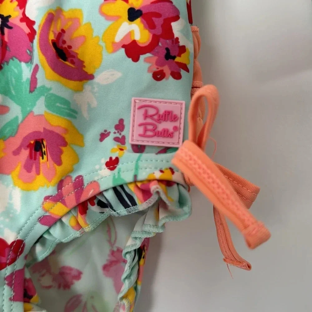 Ruffle Butts Floral Rashguard Swimsuit Size 12-24 Months w Monogram ATR